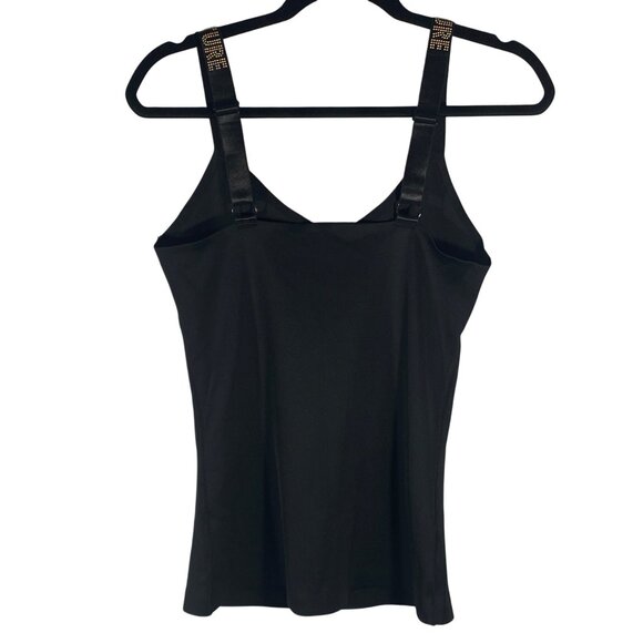 Juicy Couture Y2K Black Tank Top With Embellished Straps XL Nylon/Spandex bling - Picture 1 of 7